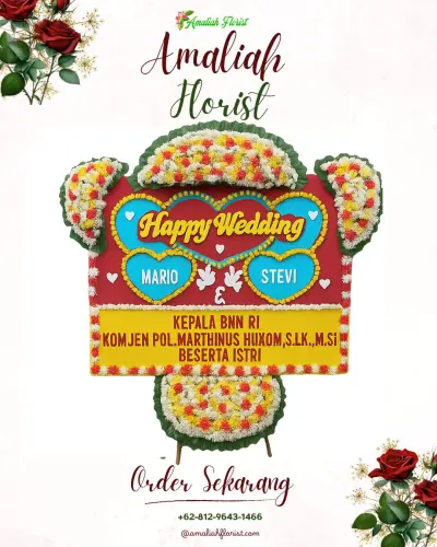 Karangan Papan Bunga Pernikahan di Bawang